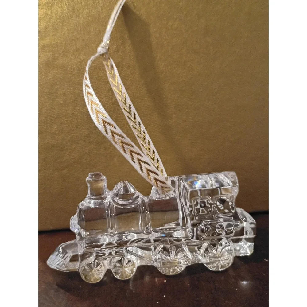 Waterford Crystal My First Train Ornament Clear Lead Glass Steam Engine Boxed